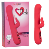Throb Flutter Red Dual Stimulator Massager with 2x Thumping Action and 7 Vibration Functions, Rechargeable Silicone Waterproof Vibrator VIBRATORS-RABBIT